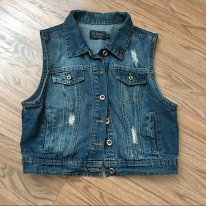 Distressed Denim Vest
